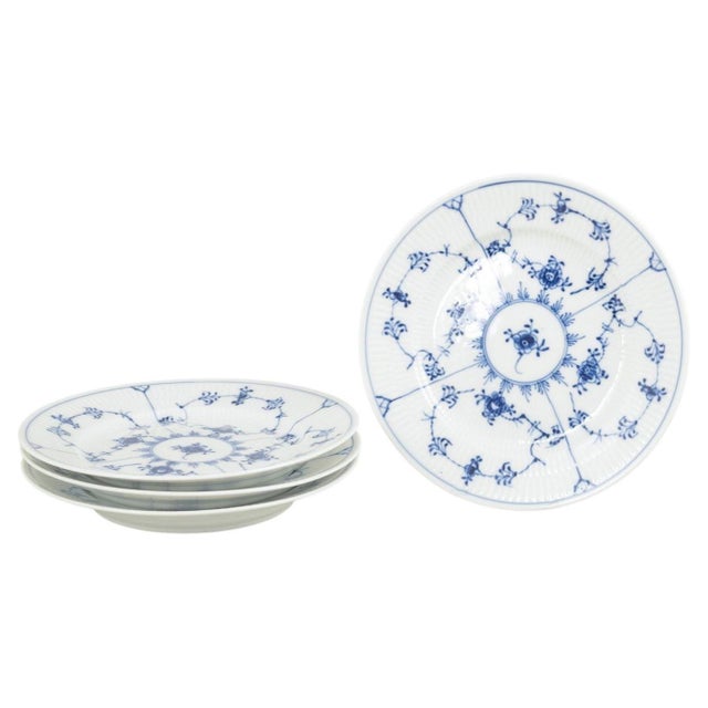 1960s Blue Fluted Plain Salad Plates in Porcelain by Royal Copenhagen, 1960s, Set of 4 For Sale - Image 5 of 5