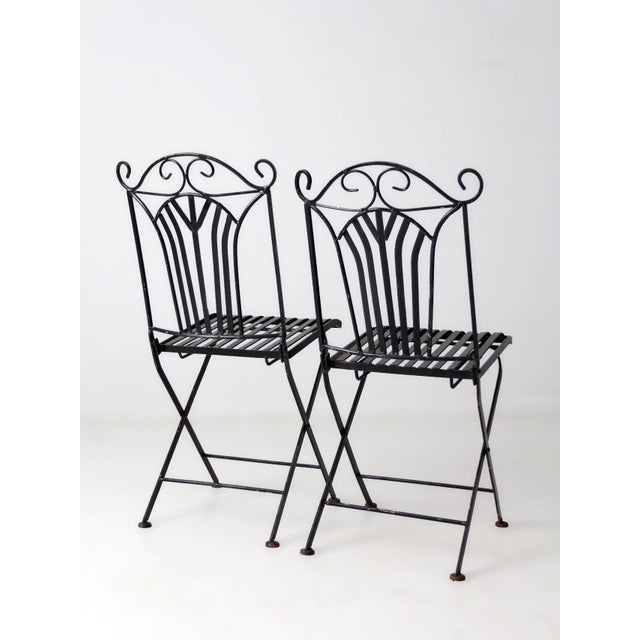 Vintage French Bistro Folding Patio Set For Sale - Image 10 of 18