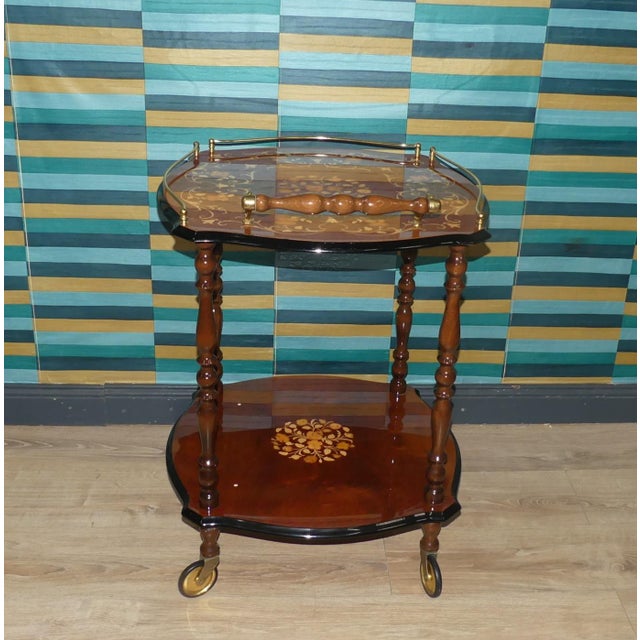 Wood Italian Wooden Bar Cart, 1960s For Sale - Image 7 of 11