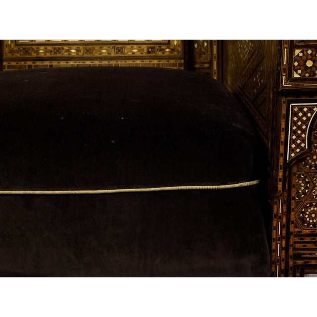 Moroccan 1900s Club Chair with Geometric Bone Inlay and Cushion For Sale - Image 11 of 12