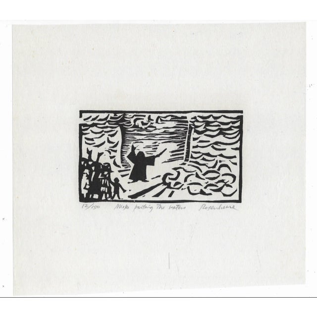 Irwin Jacob Rosenhouse Moses Parting the Waters Woodcut | Chairish
