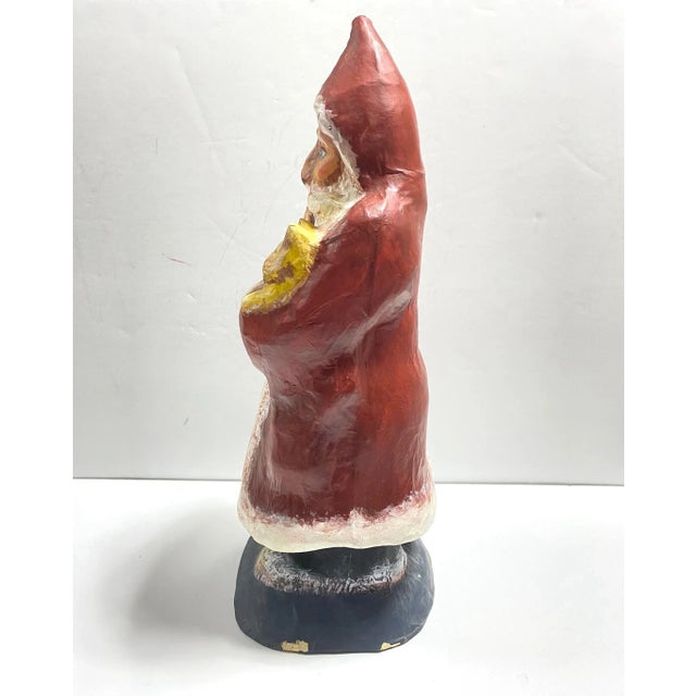Traditional Vintage Folk Art Paper Mache Santa Figure – Hand Painted Mid Century Christmas Decor For Sale - Image 3 of 12