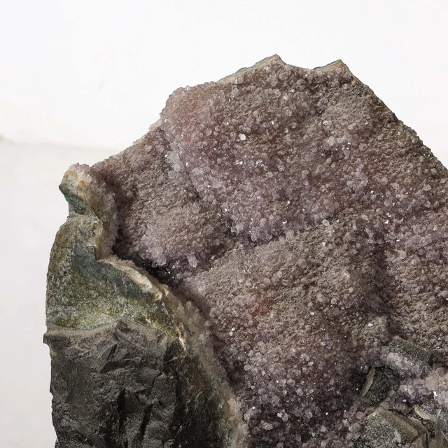 Glass Modernist Uruguayan Amethyst Rock Crystal Specimen on Black Lacquer Base For Sale - Image 7 of 12
