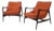 Mid-Century Modern Orange Chenille Lounge Chairs - A Pair For Sale