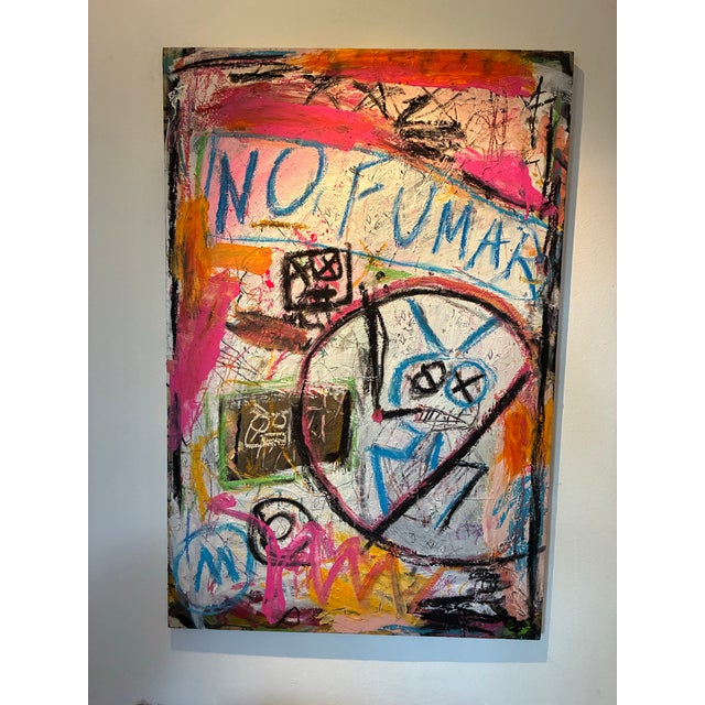 Contemporary Dominic Massaro Original “No Fumar” Street Art Painting, 36 X 24 In. For Sale - Image 3 of 3