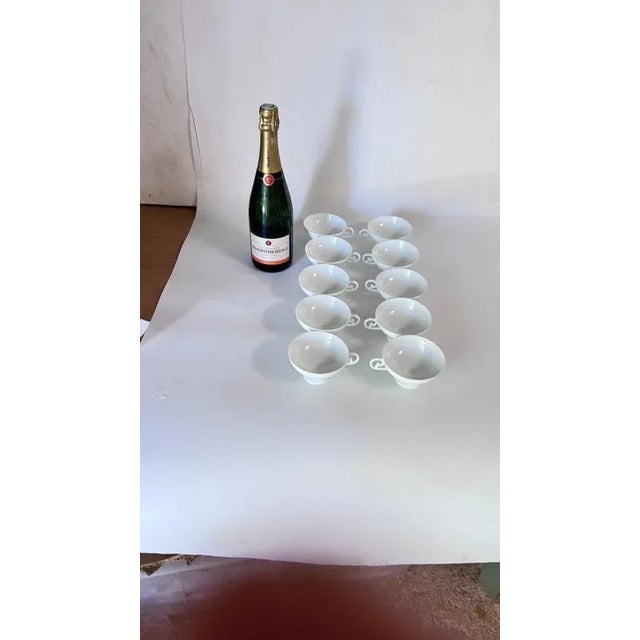 Vintage Porcelain Coffee Cups in White from Limoges France, 1970s, Set of 10 For Sale - Image 3 of 13