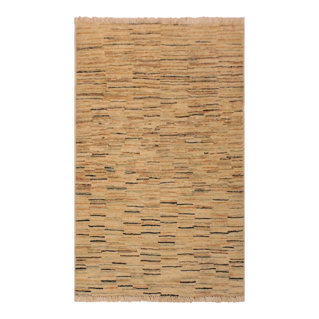 Bohemian Gabbeh Beige/Orange Wool Rug- 2'8'' X 3'11'' For Sale