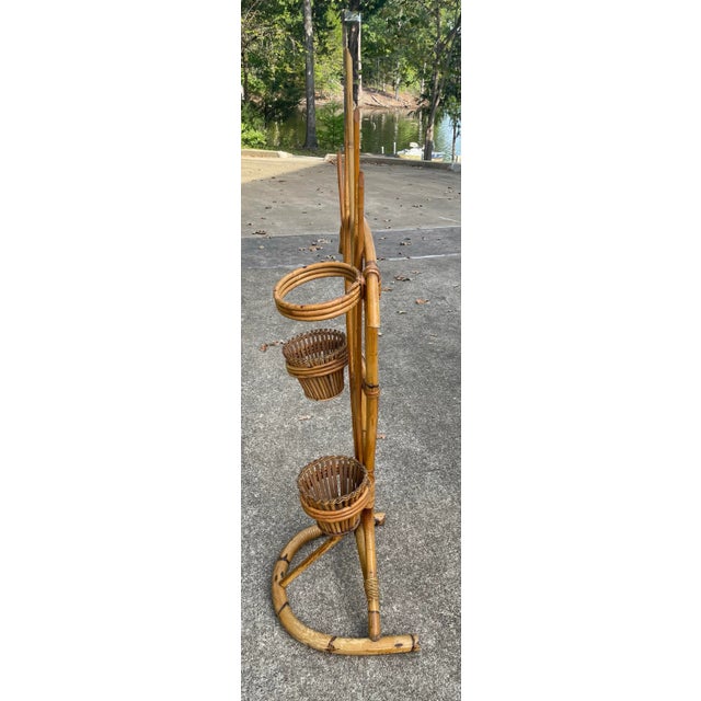 Boho Chic Vintage Bamboo Plant Stand For Sale - Image 3 of 10