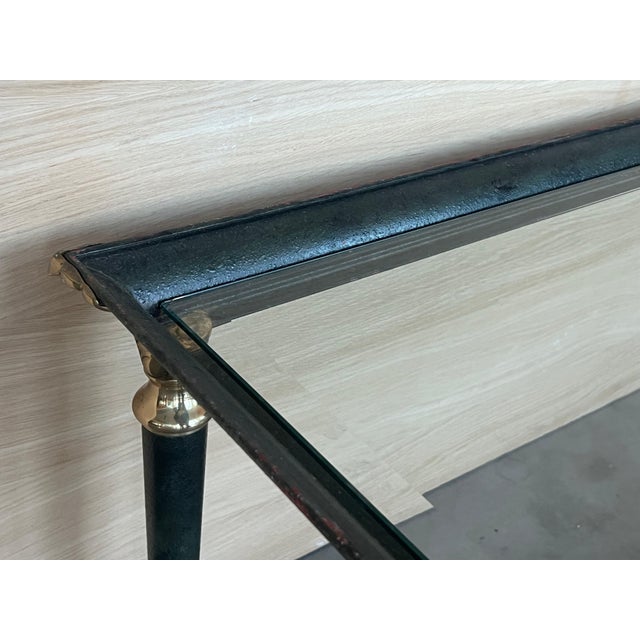 Mid Century Rectangular Coffee Table, Green Iron with Bronze and Brass Details For Sale In Miami - Image 6 of 18