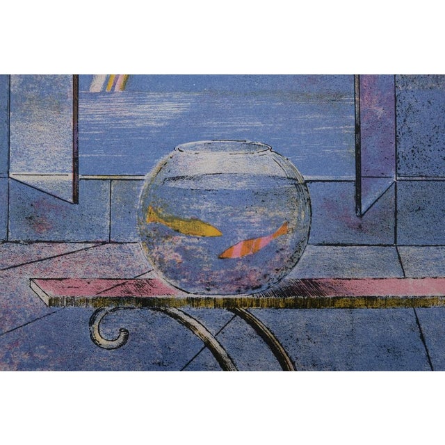 Modern Pierre Garcia-Fons, Composition à la fenêtre Aqua, Lithograph For Sale - Image 3 of 8