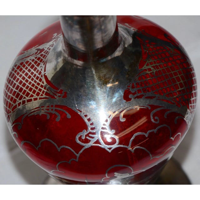 Early 20th Century Ruby With Silver Overlay Vase For Sale - Image 9 of 13