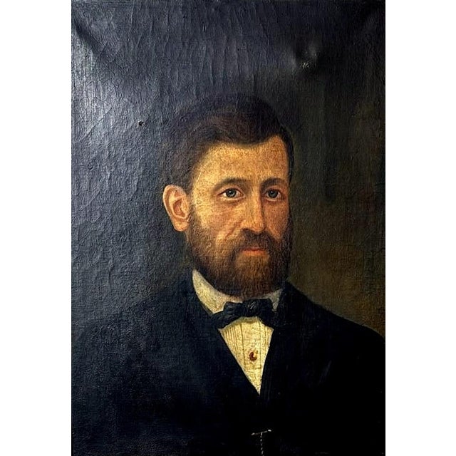 Wood Late 19th Century French Academic Portrait of an Elegant Gentleman, Oil on Canvas For Sale - Image 7 of 18