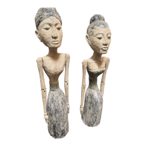 Balinese Hand Carved Wedding Figures, Pair
