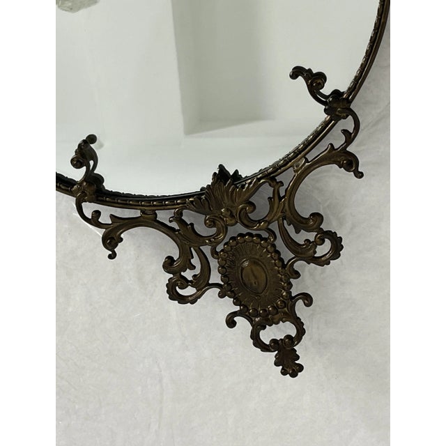 Mid-Century Modern Mid-Century Modern Brass Wall Mirror, 1960s For Sale - Image 3 of 11