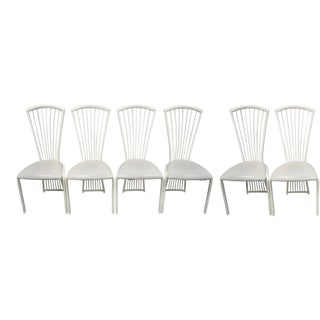 Postmodern Art Deco Style Metal Fan Back Dining Chairs by Liberty - Set of 6 For Sale