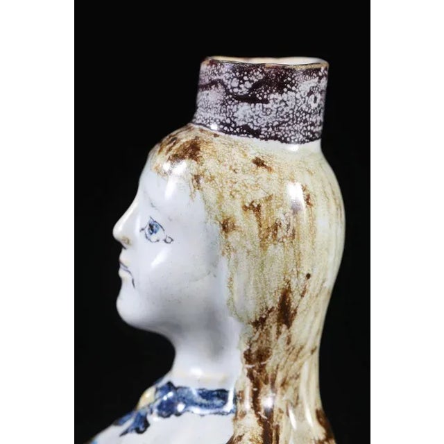 White 19th Century Continental Tin Glaze Figural Woman Decanter For Sale - Image 8 of 11