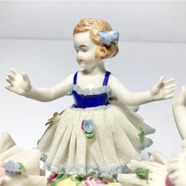 Ceramic 1930s Müller Volkstedt Dresden “Ring Around the Rosie” Porcelain Figurine For Sale - Image 7 of 12