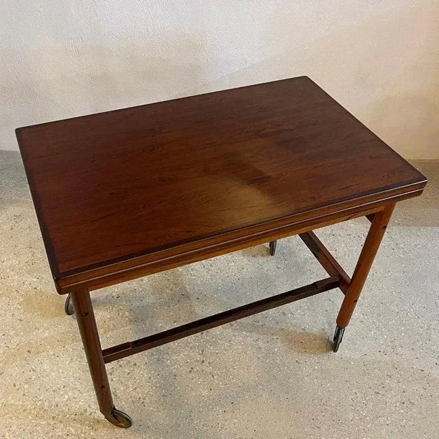 Wood 1960s Danish Modern Rosewood Extension Side Table Trolley by Kurt Östervig For Sale - Image 7 of 10