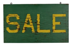 Vintage Green & Yellow "Sale" Wooden Sign