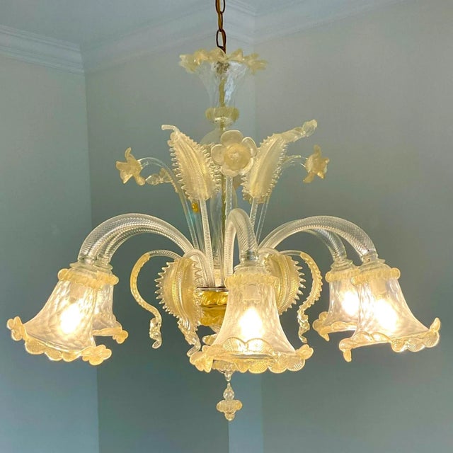 Vintage Italian Glass Floral Chandelier After Murano For Sale In West Palm - Image 6 of 8