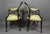 Oval upholstered back with oval carved paterae and bellflower crestrail , carved downswept arms and serpentine upholstered...