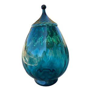 1960s Extra Large Optic Blue Empoli Apothecary Jar