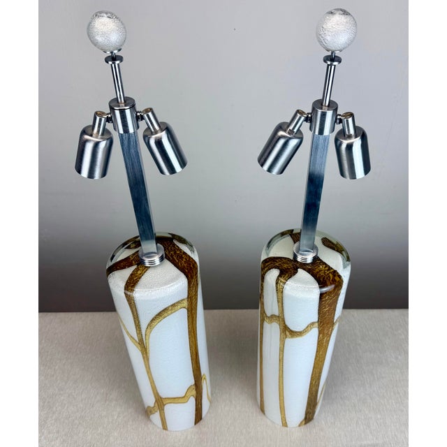 Metal Modern Murano Glass “ Lavica” Table Lamp Pair by Thomas Fuchs / Otium For Sale - Image 7 of 12