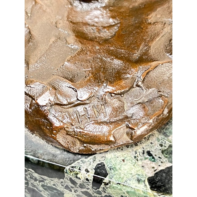 Bronze "Draped Woman" on Marble Base Signed Hh (Possibly Helvi Hyvärinen) C. 1920s For Sale - Image 10 of 12