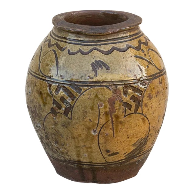 Antique Martaban Golden Brown Oil Pot For Sale