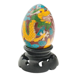 1970s Small Vintage Chinese Cloisonne Decorative Egg