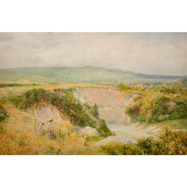 Charles Gregory. English ( b.1849 - d.1920 ). Summers Day at Steyning Bowl, West Sussex, South Downs Way. Watercolour....