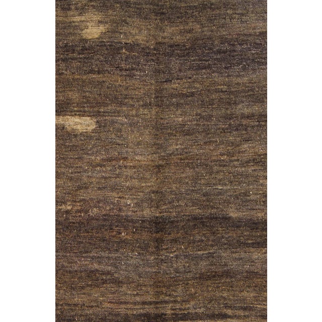 Tribal Natural Moroccan Hand Knotted Carpet With Solid Design in Shades of Brown For Sale - Image 3 of 8