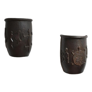 Vintage Wooden Carved Wall Sconces, 1960s, Set of 2 For Sale