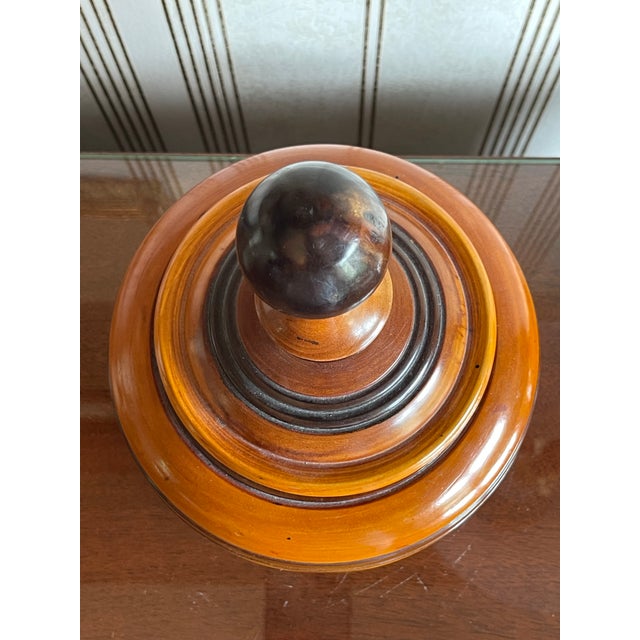 Sienna Antique Wood Lidded Tobacco Jar From 1840 For Sale - Image 8 of 11