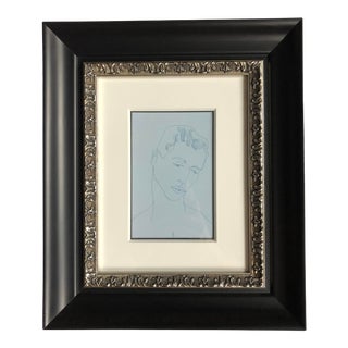Andy Warhol Male Figure Postcard Print in Black and Silver Frame For Sale
