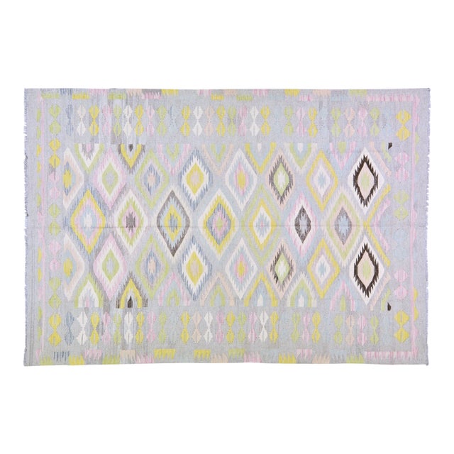 Vintage Afghan Hand Made Organic Wool Maimana Kilim,5'6"x8' For Sale