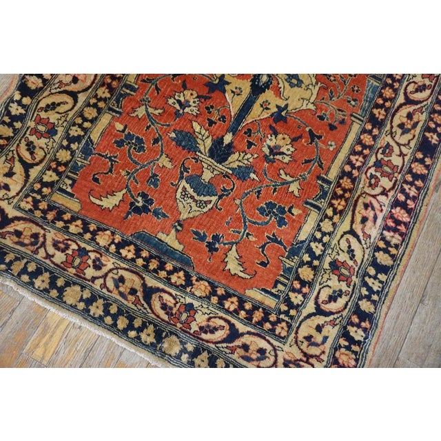 Splendid Coral Red Color and Unique Floral Design Antique Persian Tabriz Prayer Rug For Sale In New York - Image 6 of 9
