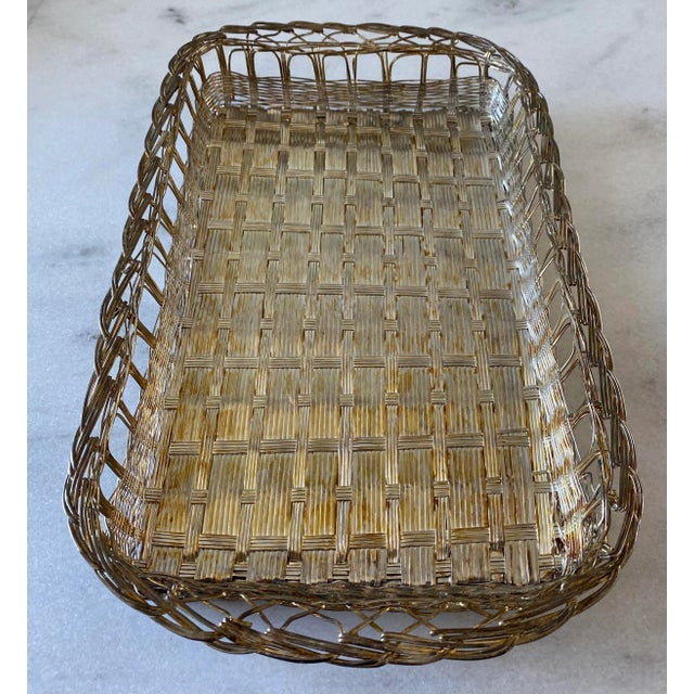 Metal Vintage Silver Plated Metal Basket For Sale - Image 7 of 10