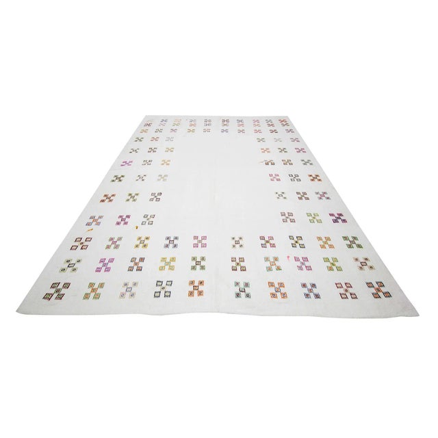 Handwoven vintage kilim rug from Adana region of Turkey. Approximately 50-60 years old. In very good condition