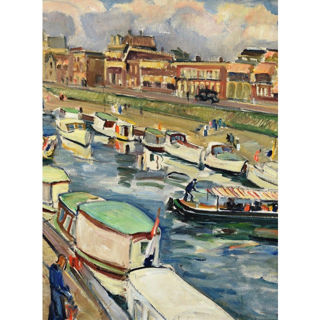 Gerta Springer, Holiday Boats in the Harbor, 1935, Oil on Canvas, Framed For Sale - Image 6 of 17