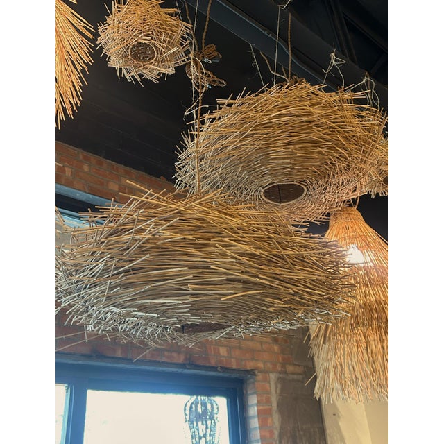 Early 21st Century Pair of Decorative French Rattan Pendant Lights For Sale - Image 5 of 13