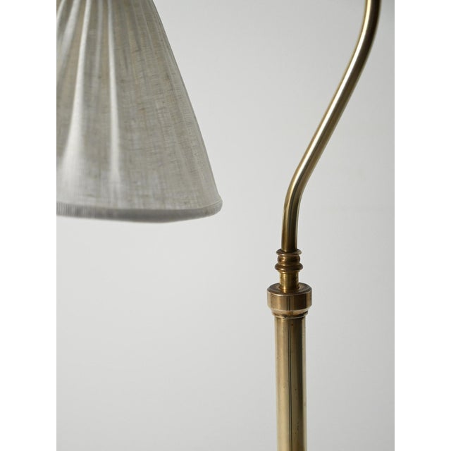 Scandinavian Curved Neck Brass Floor Lamp, 1950s For Sale - Image 6 of 10
