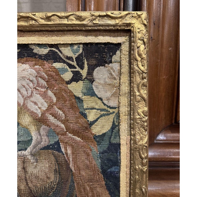 Green 18th Century French Aubusson Tapestry Fragment in Carved Gilt Frame For Sale - Image 8 of 8