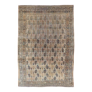 Antique Feraghan Persian Rug in Cream Color Background With Paisley Design For Sale