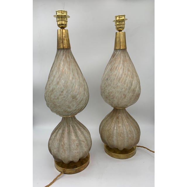 Metal Murano Glass Table Lamps from Avem, 1950, Set of 2 For Sale - Image 7 of 9