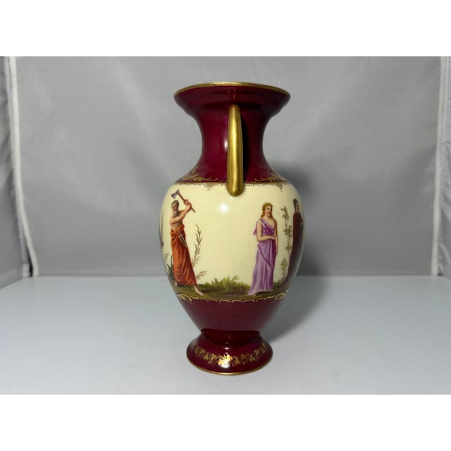 From Vienna Antique Royal Vienna Hand Painted Vase: Neoclassical Sacrifice Scene For Sale - Image 4 of 10