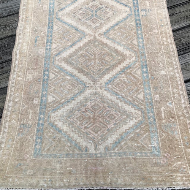 Antique Blue Runner Rug With Geometric Design | 3x10 For Sale In Houston - Image 6 of 8