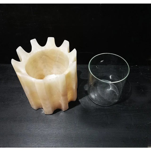 Glass Contemporary Onyx Ribbed Vase / Table Planter For Sale - Image 7 of 9