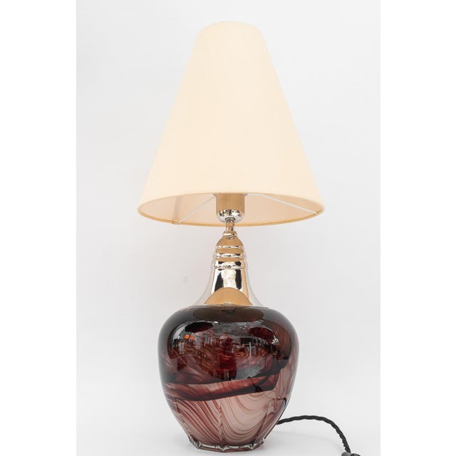 Murano Table Lamp with Fabric Shade, Italy, 1920s For Sale - Image 4 of 18