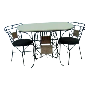 1980s Vintage Honeymoon Wood Metal Dinette Table 2 Chair - Set of 3